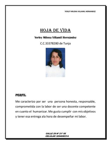 hoja de vida claudia milena